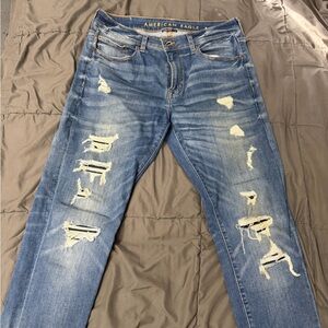 American Eagle Outfitters Men's Ripped Blue Slim Jeans